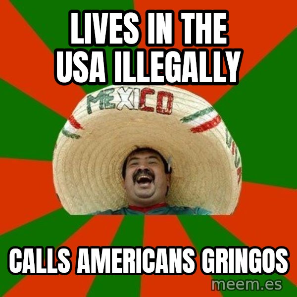 Successful Mexican meme: Lives in the usa illegally / calls americans gringos