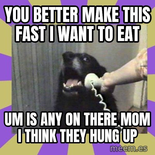 Yes, this is dog! meme: you better make this fast I want to eat / um is any on there mom i think they hung up