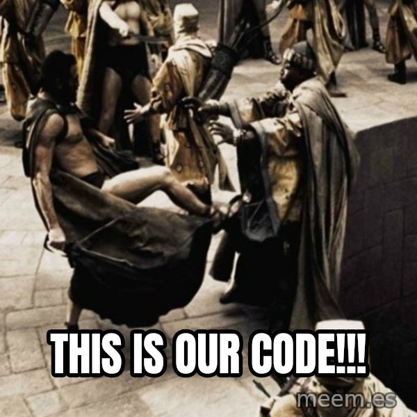 sparta kick meme: this is our code!!!