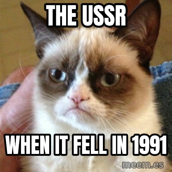 Grumpy Cat  meme: The USSR / when it fell in 1991