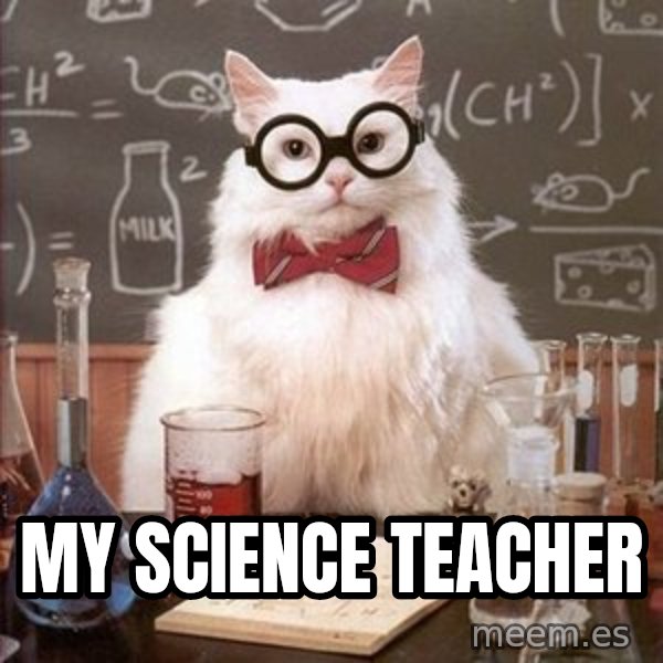 Chemistry Cat meme: my science teacher