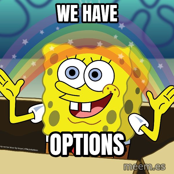 spongebob rainbow meme: we have / options