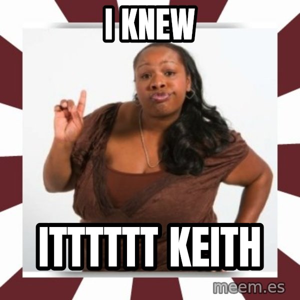 Sassy Black Woman meme: I KNEW / ITTTTTT Keith