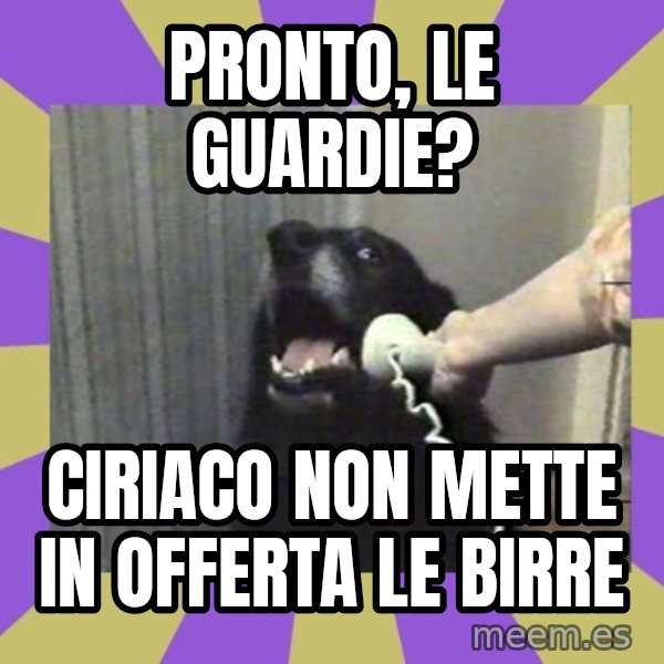 Yes, this is dog! meme: Pronto, le guardie? / Ciriaco non mette in offerta le birre