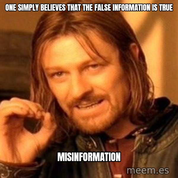 One Does Not Simply meme: One simply believes that the false information is true / Misinformation