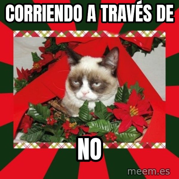 GRUMPY CAT ON CHRISTMAS meme: Corriendo a través de / No
