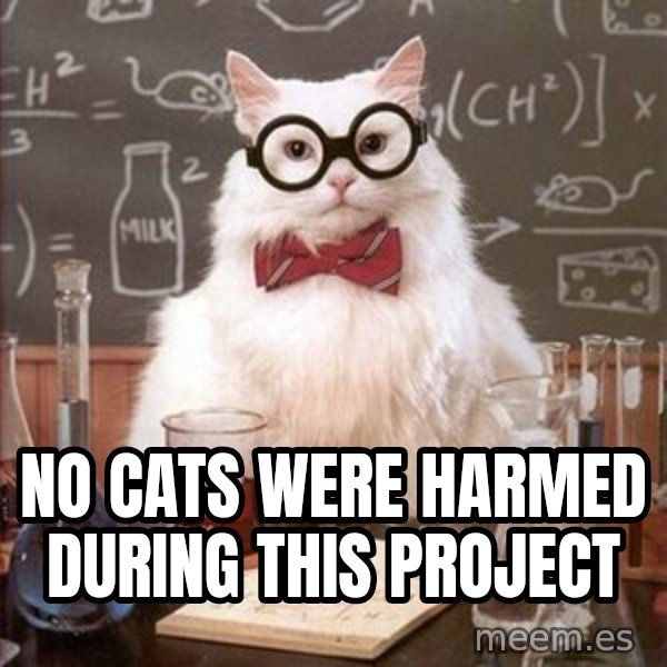 Chemistry Cat meme: No cats were harmed during this project