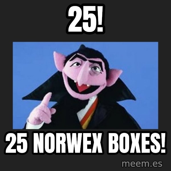 The Count from Sesame Street meme: 25! / 25 Norwex Boxes!