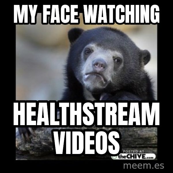 sad bear meme: My face watching / Healthstream videos