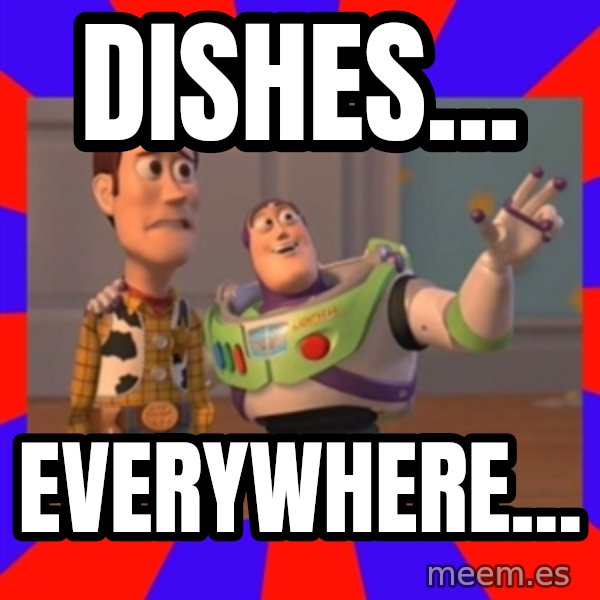 X, X Everywhere  meme: Dishes... / Everywhere...