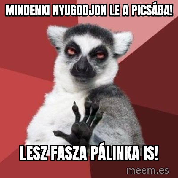 mindenki nyugodjon le a picsába meme: Mindenki nyugodjon le a picsába! / Lesz fasza pálinka is!