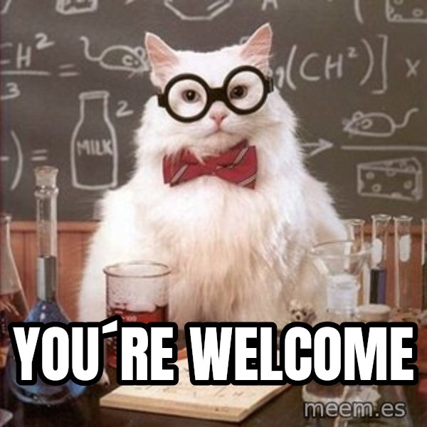 Chemistry Cat meme: you´re welcome