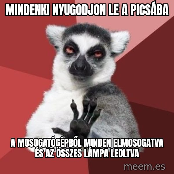 mindenki nyugodjon le a picsába meme: MINDENKI NYUGODJON LE A PICSÁBA / A mosogatógépből minden elmosogatva és az összes lámpa leoltva