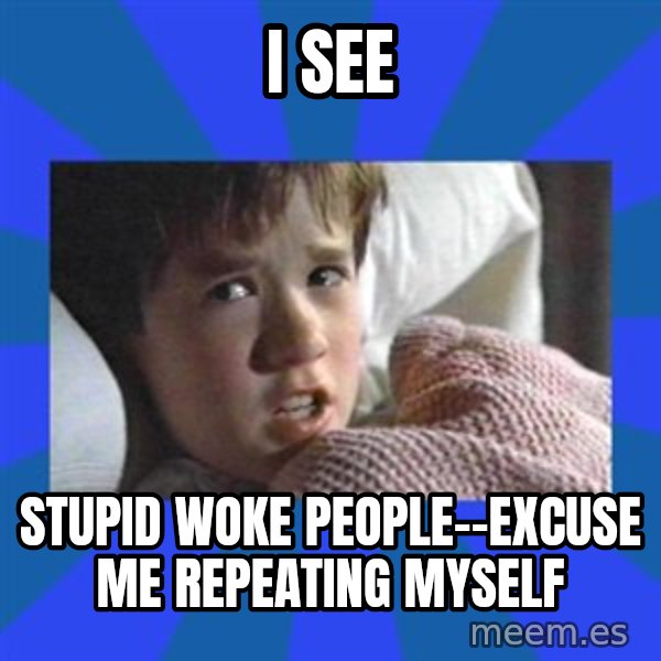 i see dead people meme: I See / Stupid Woke People--excuse me repeating myself