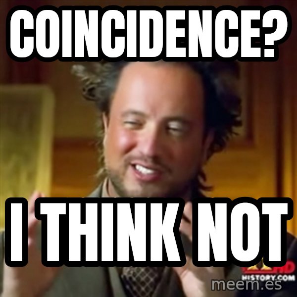 Ancient Aliens meme: coincidence? / i think not