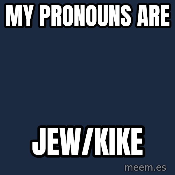 Blank Black meme: My pronouns are / Jew/Kike