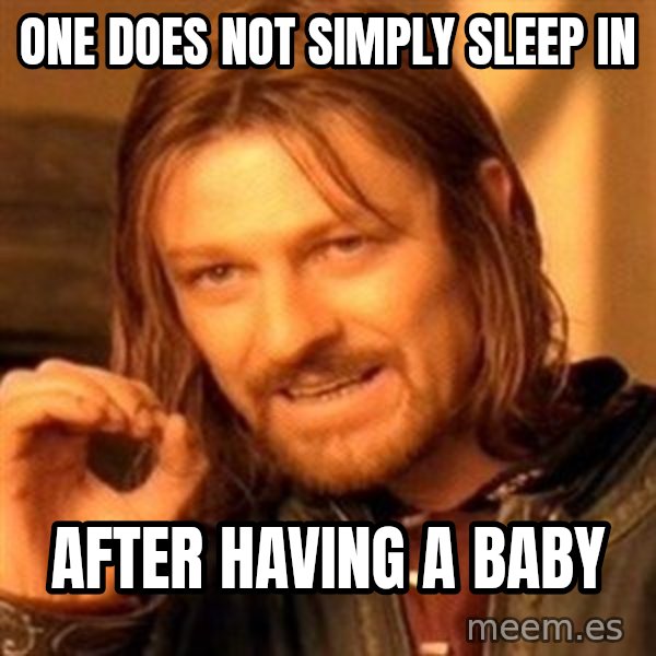 One Does Not Simply meme: one does not simply sleep in / after having a baby