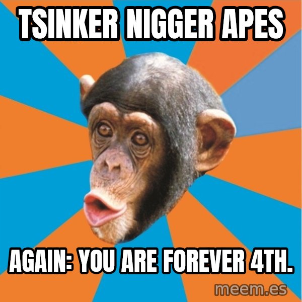 Stupid Monkey meme: tsinker nigger apes / Again: you are forever 4th.