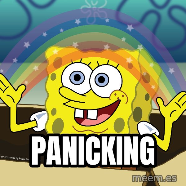 spongebob rainbow meme: panicking