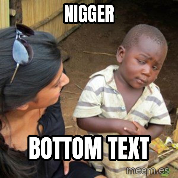 Skeptical 3rd World Kid meme: nigger / bottom text