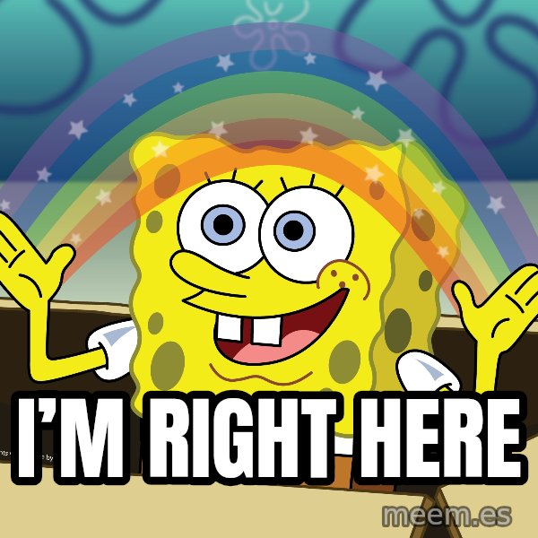 spongebob rainbow meme: I’m right here