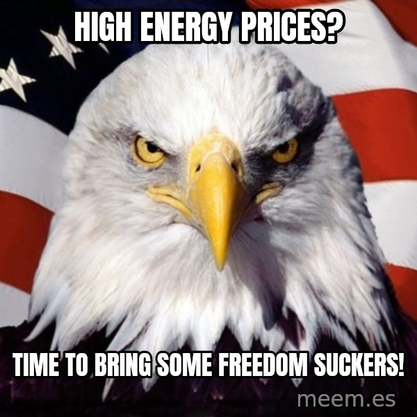 American Pride Eagle meme: High energy prices? / Time to bring some freedom suckers!