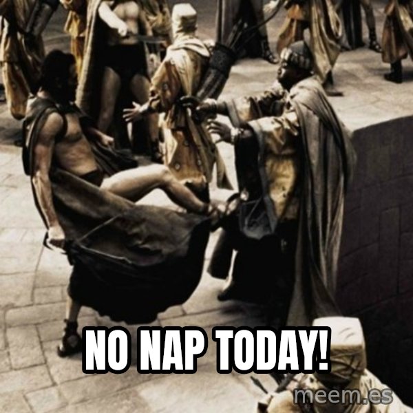 sparta kick meme: No nap today!