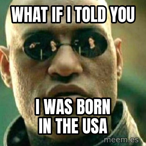 What If I Told You meme: What if i told you / I was born in the usa