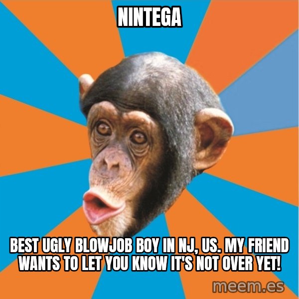 Stupid Monkey meme: nintega / best ugly blowjob boy in nj, us. My friend wants to let you know it's not over yet!