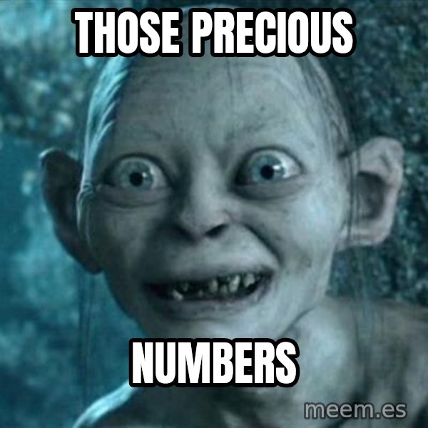 My Precious Gollum meme: Those precious / NUMBERS
