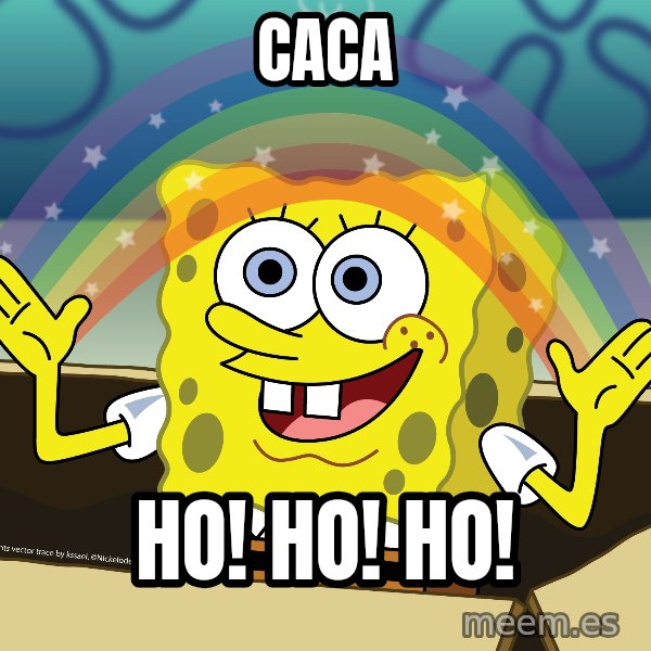 spongebob rainbow meme: caca / ho! ho! ho!