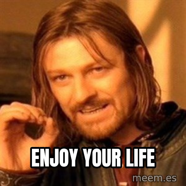 One Does Not Simply meme: Enjoy your life