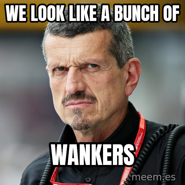 Guenther Steiner Stare meme: We look like a bunch of / Wankers