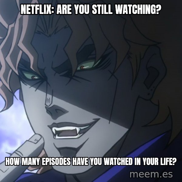 How Many Breads Have You Eaten in Your Life? meme: Netflix: are you still watching? / How many episodes have you watched in your life?