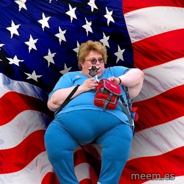 Obese American meme template